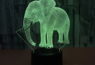 Home Decoration Elephant 3D LED Night Light Acrylic Table Lamp Colorful Touch Optical LED Light Kid Child