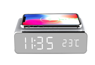 Multifunctional 3 in 1 wireless desktop charger clock Fast wireless phone Charger LED Digital Temperature display charging