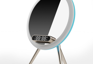 Beauty mirror speaker bluetooth 5.1 alarm clock LED night light high capacity 1800mAh phone holder smart AI bluetooth speaker